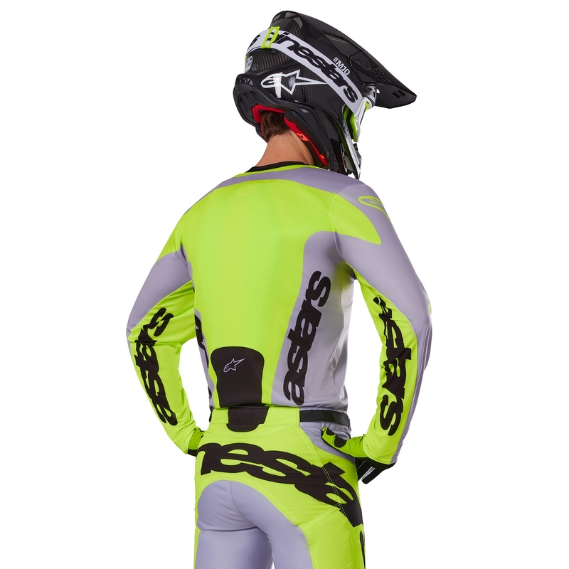 Maillot de motocross Alpinestars Racer Veil gris-jaune fluo
