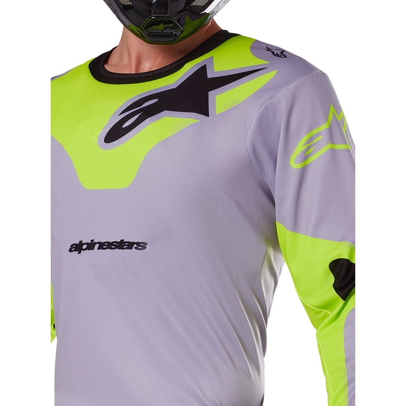 Maillot de motocross Alpinestars Racer Veil gris-jaune fluo