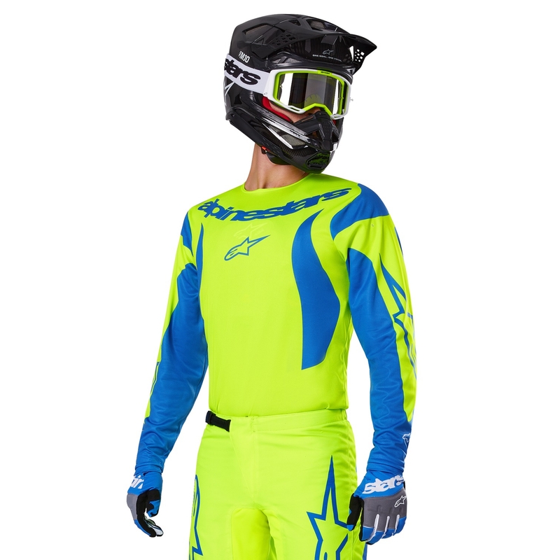 Maillot de motocross Alpinestars Fluid Haul jaune-bleu
