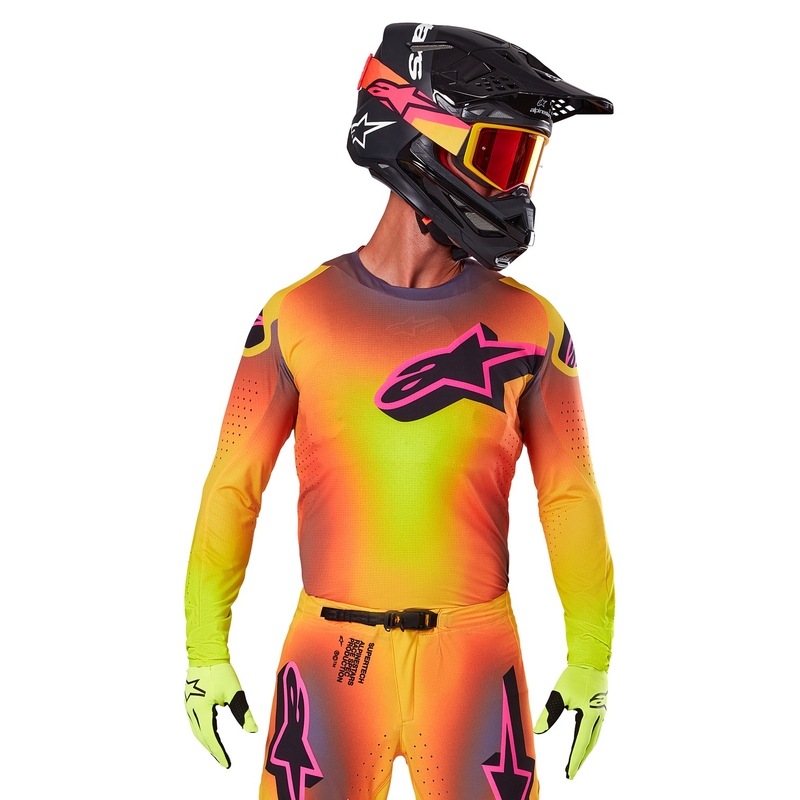 Maillot de motocross Alpinestars Supertech Lipan jaune-rose