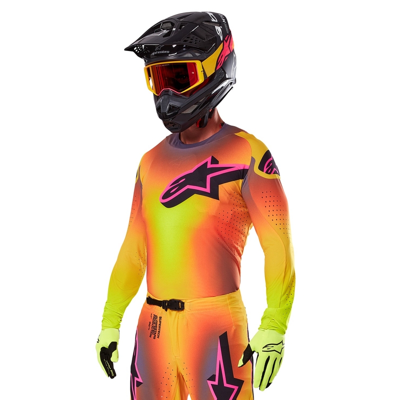 Maillot de motocross Alpinestars Supertech Lipan jaune-rose