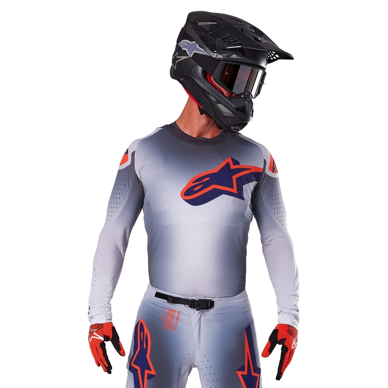Maillot de motocross Alpinestars Supertech Lipan gris-orange fluo