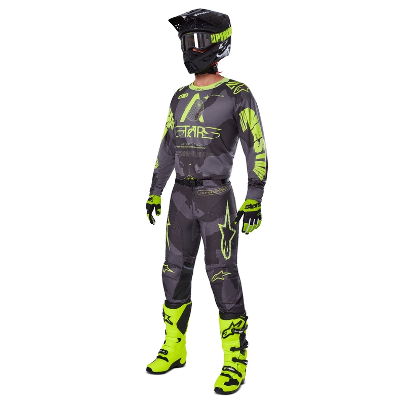 Maillot de motocross Alpinestars Racer Hollow camo foncé-jaune fluo