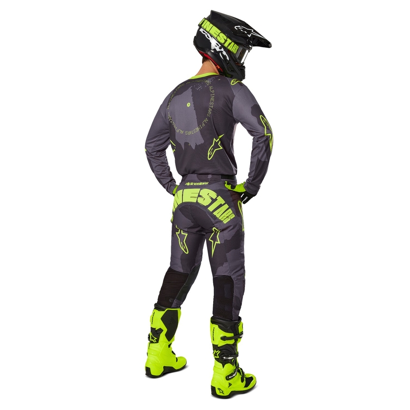 Maillot de motocross Alpinestars Racer Hollow camo foncé-jaune fluo