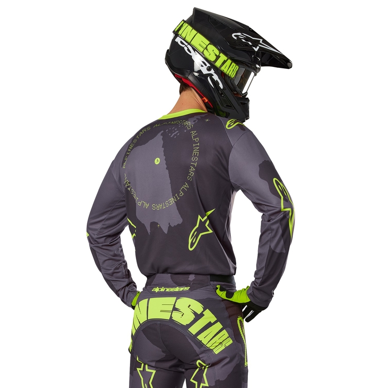 Maillot de motocross Alpinestars Racer Hollow camo foncé-jaune fluo