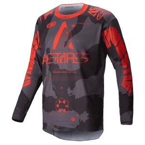 Maillot de motocross Alpinestars Racer Hollow gris camo-orange fluo