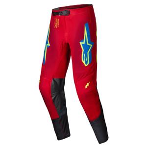 Pantalon de motocross Alpinestars Supertech Maker rouge-jaune fluo