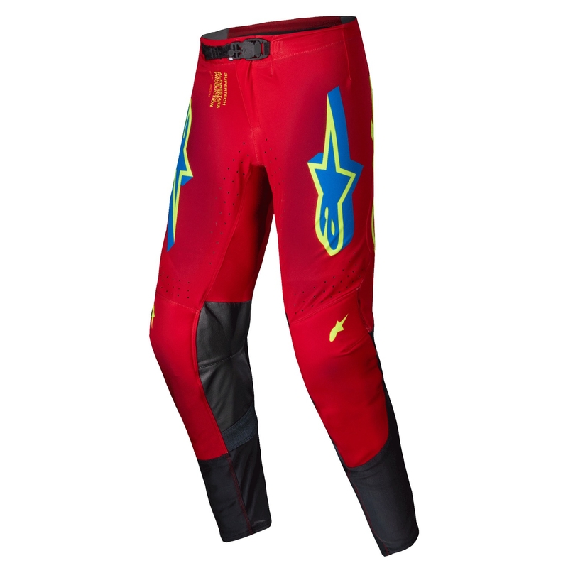 Pantalon de motocross Alpinestars Supertech Maker rouge-jaune fluo
