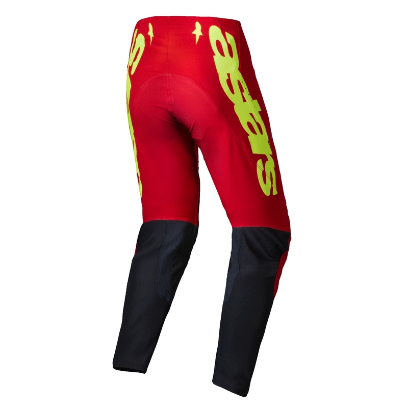Pantalon de motocross Alpinestars Supertech Maker rouge-jaune fluo