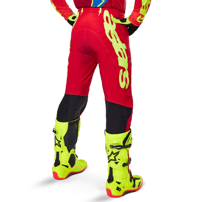 Pantalon de motocross Alpinestars Supertech Maker rouge-jaune fluo