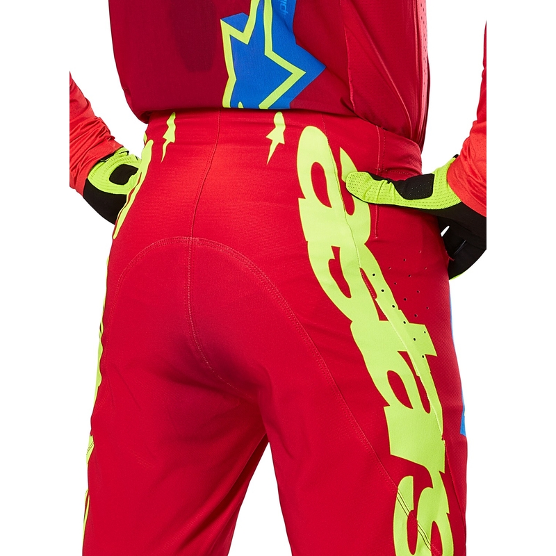 Pantalon de motocross Alpinestars Supertech Maker rouge-jaune fluo