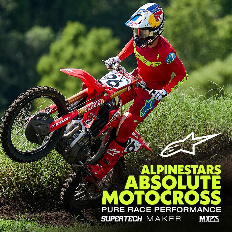 Pantalon de motocross Alpinestars Supertech Maker rouge-jaune fluo