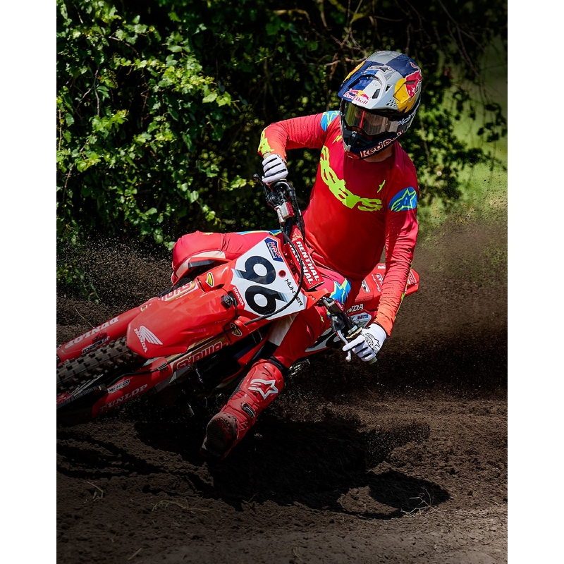 Pantalon de motocross Alpinestars Supertech Maker rouge-jaune fluo