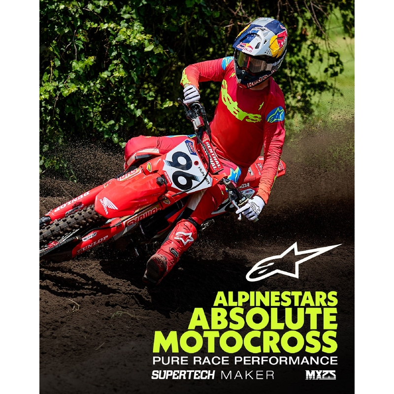Pantalon de motocross Alpinestars Supertech Maker rouge-jaune fluo