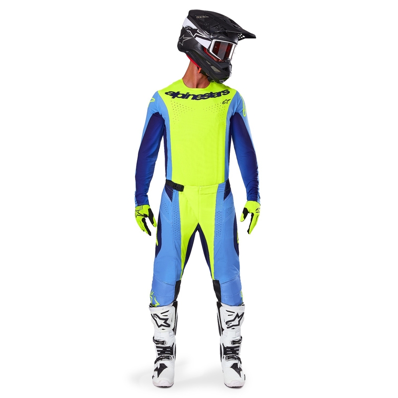Pantalon de motocross Alpinestars Techstar Melt jaune fluo-bleu