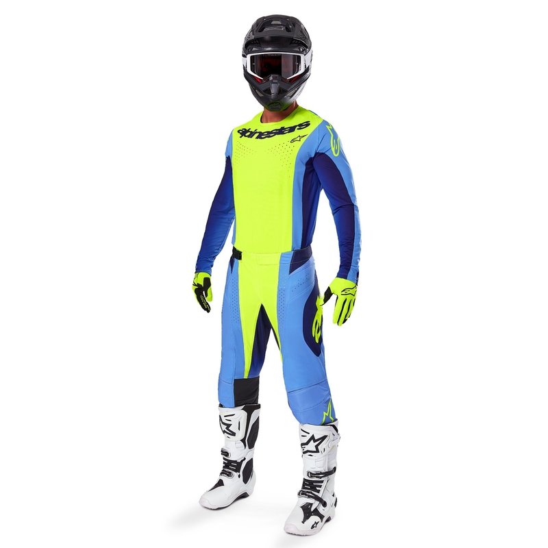 Pantalon de motocross Alpinestars Techstar Melt jaune fluo-bleu