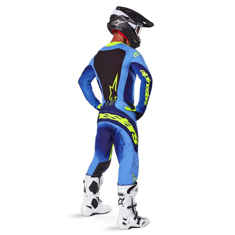 Pantalon de motocross Alpinestars Techstar Melt jaune fluo-bleu