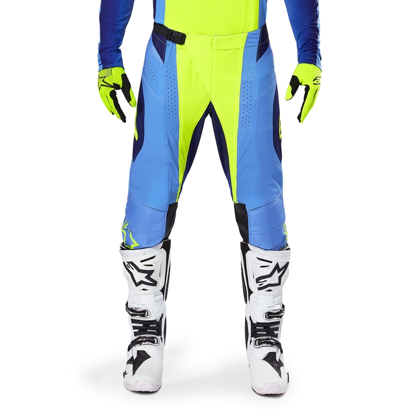 Pantalon de motocross Alpinestars Techstar Melt jaune fluo-bleu