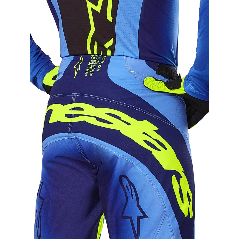 Pantalon de motocross Alpinestars Techstar Melt jaune fluo-bleu