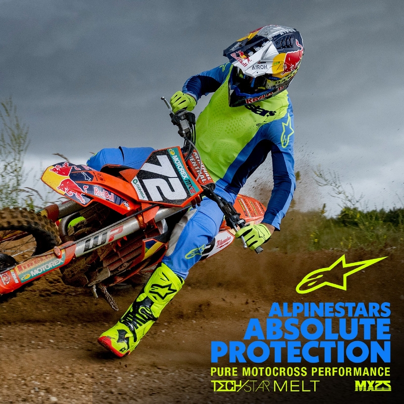 Pantalon de motocross Alpinestars Techstar Melt jaune fluo-bleu