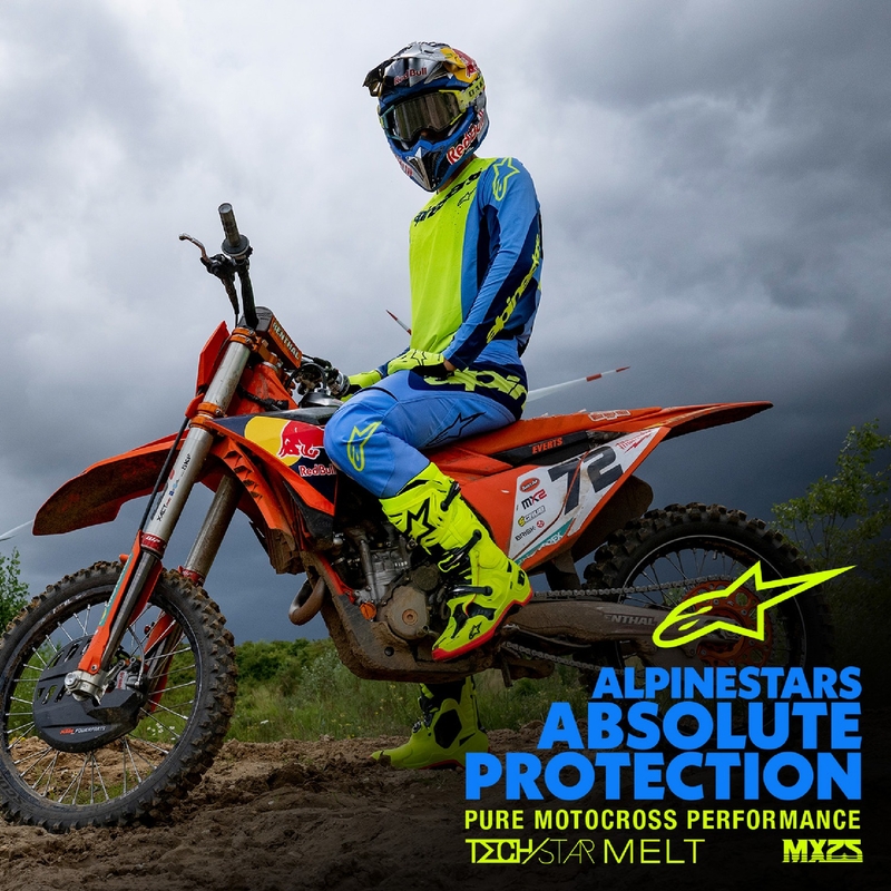 Pantalon de motocross Alpinestars Techstar Melt jaune fluo-bleu