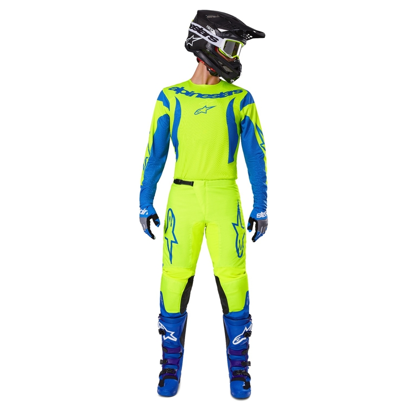 Pantalon de motocross Alpinestars Fluid Haul jaune fluo-bleu