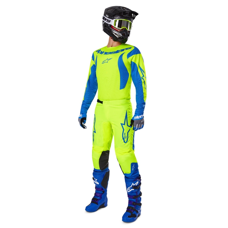 Pantalon de motocross Alpinestars Fluid Haul jaune fluo-bleu