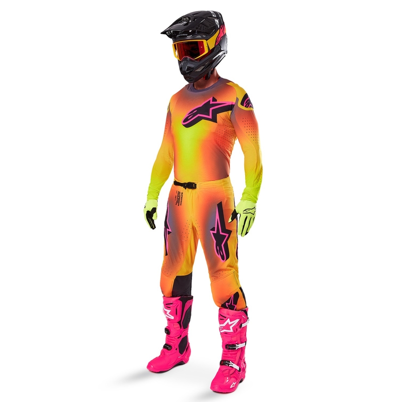 Pantalon de motocross Alpinestars Supertech Lipan jaune et rose