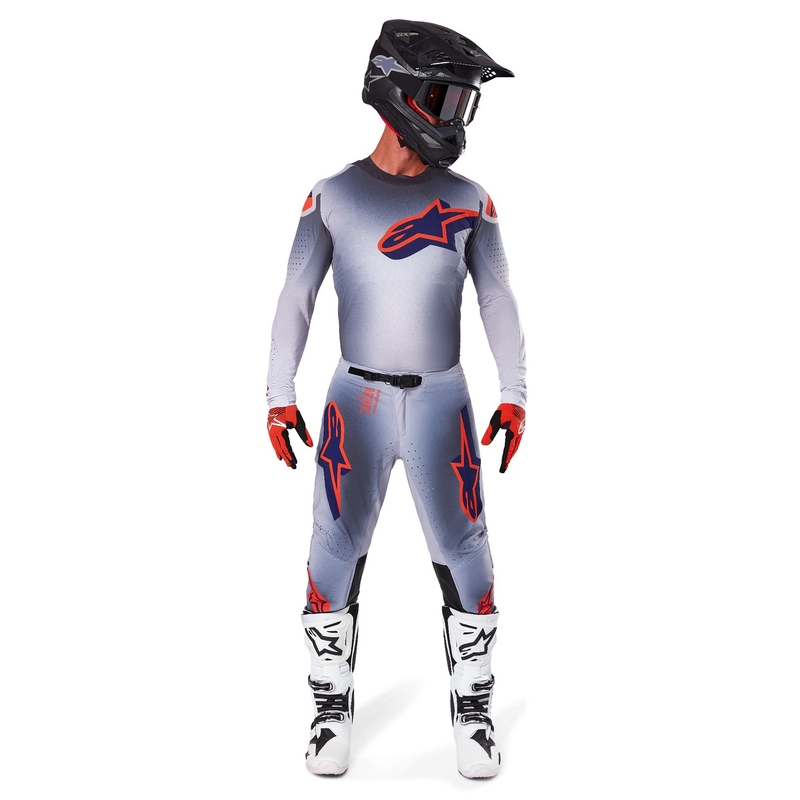 Pantalon de motocross Alpinestars Supertech Lipan gris-orange fluo