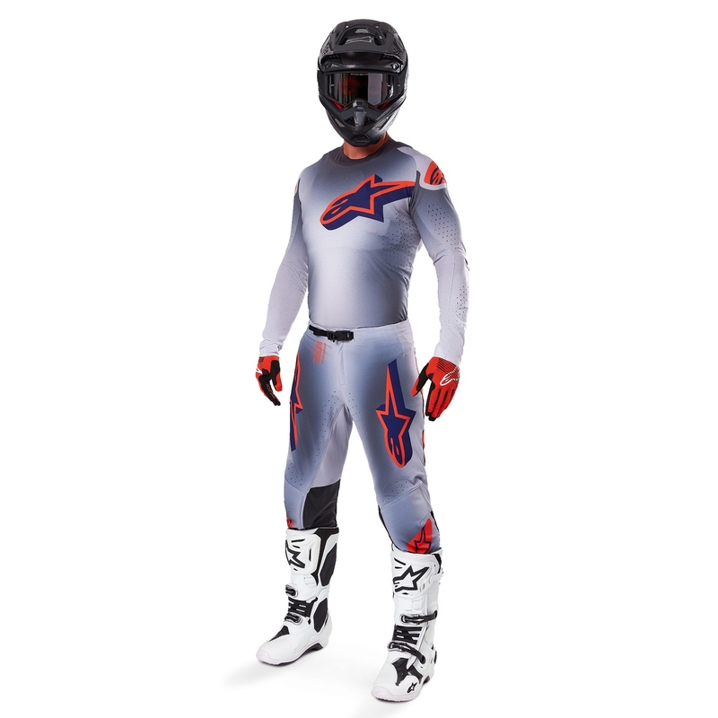 Pantalon de motocross Alpinestars Supertech Lipan gris-orange fluo