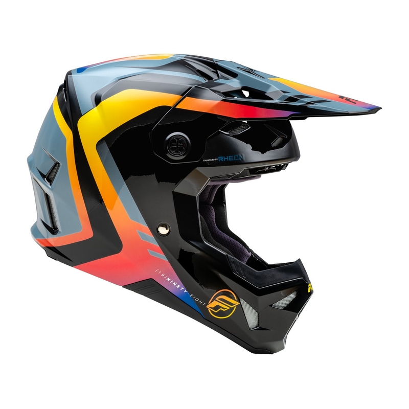 Casque motocross FLY Racing Formula CP noir-gris-arc-en-ciel