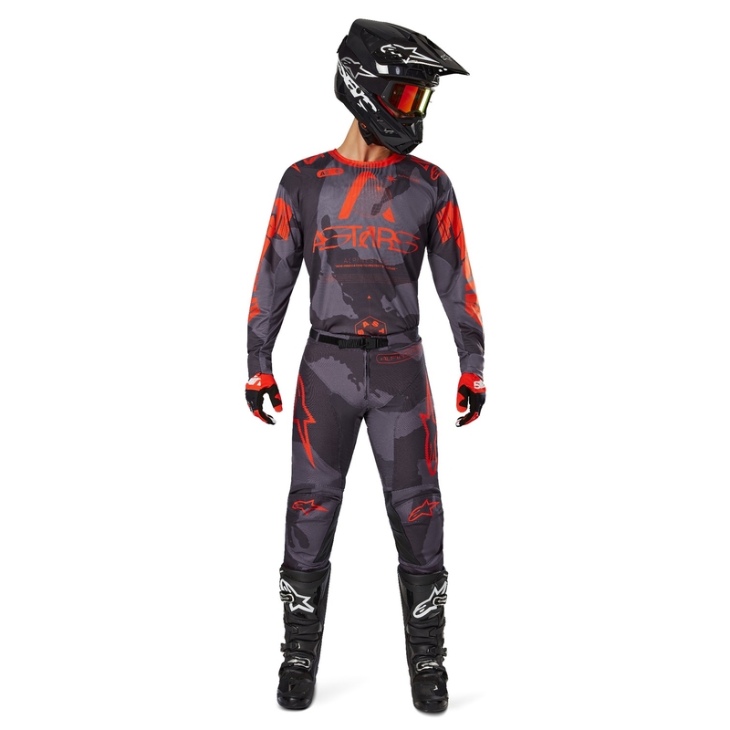 Alpinestars Racer Hollow Motocross Pants grey camo-fluo orange