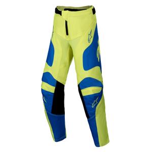 Pantalon de motocross Alpinestars Racer Veil jaune fluo-bleu pour enfants