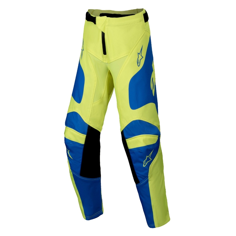 Pantalon de motocross Alpinestars Racer Veil jaune fluo-bleu pour enfants