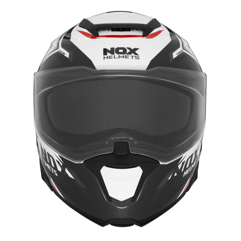 Casque moto NOX N967 Synchro blanc-noir-rouge