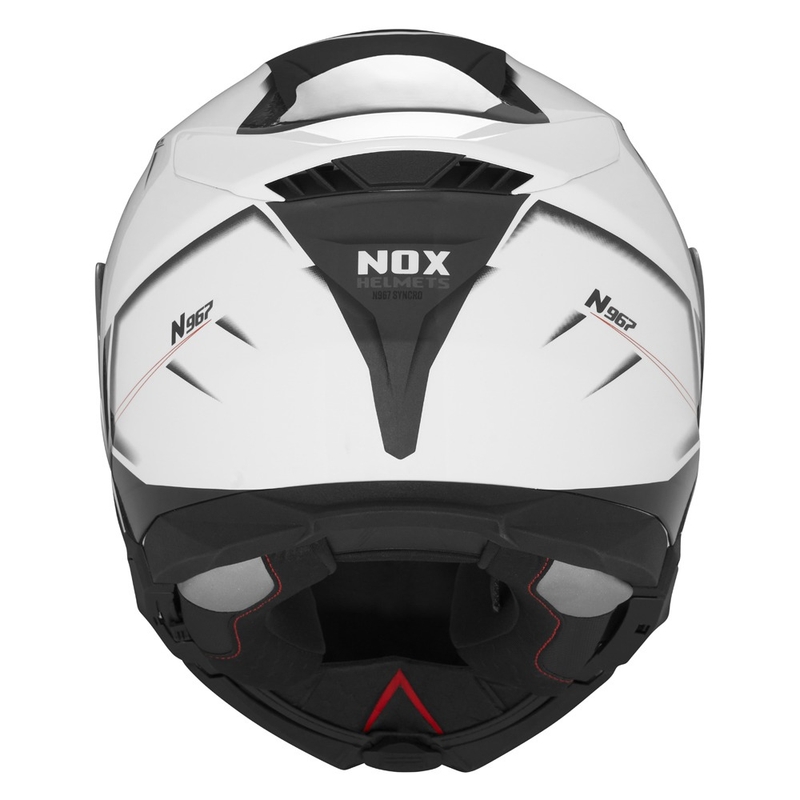 Casque moto NOX N967 Synchro blanc-noir-rouge