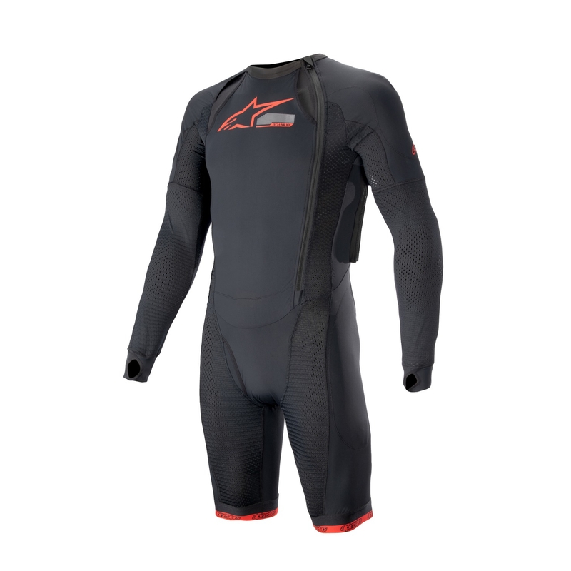 Couche extérieure de la veste airbag Alpinestars TECH-AIR®10 avec jambes courtes noir-rouge-gris
