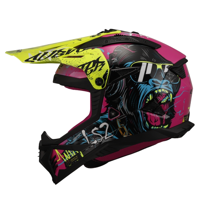 Casque de motocross LS2 MX708 Fast II Gorilla violet-jaune