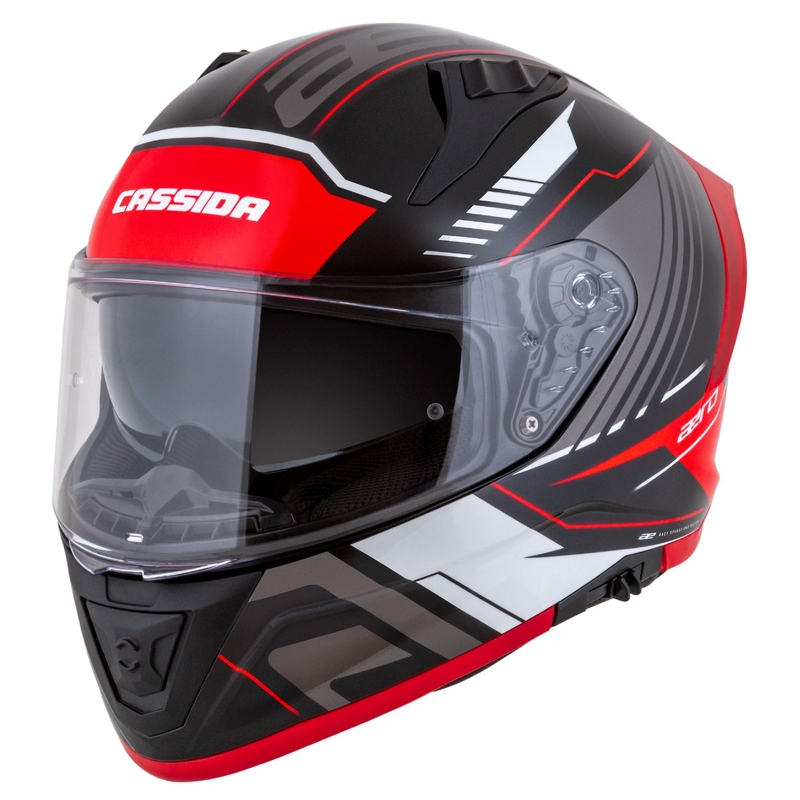 Casque moto intégral Cassida Aero Drome noir-rouge-blanc-gris
