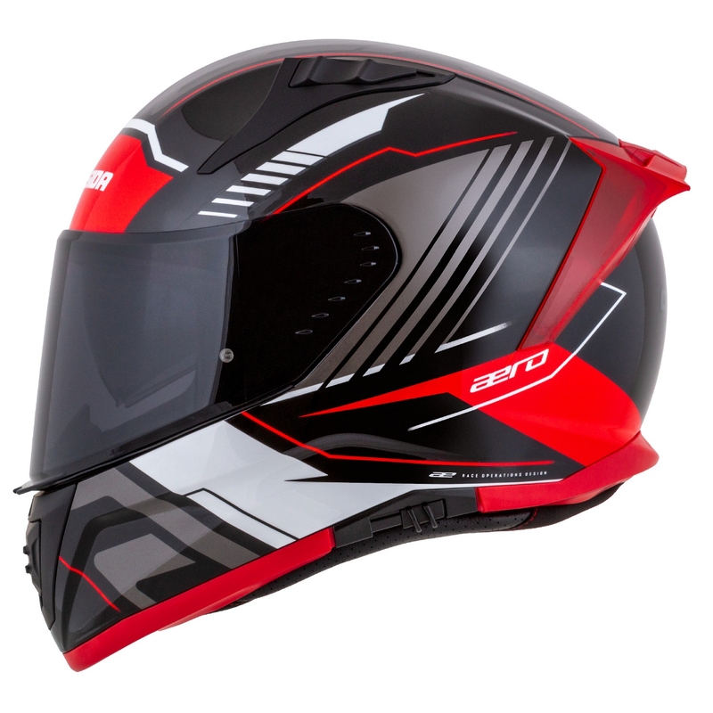 Casque moto intégral Cassida Aero Drome noir-rouge-blanc-gris