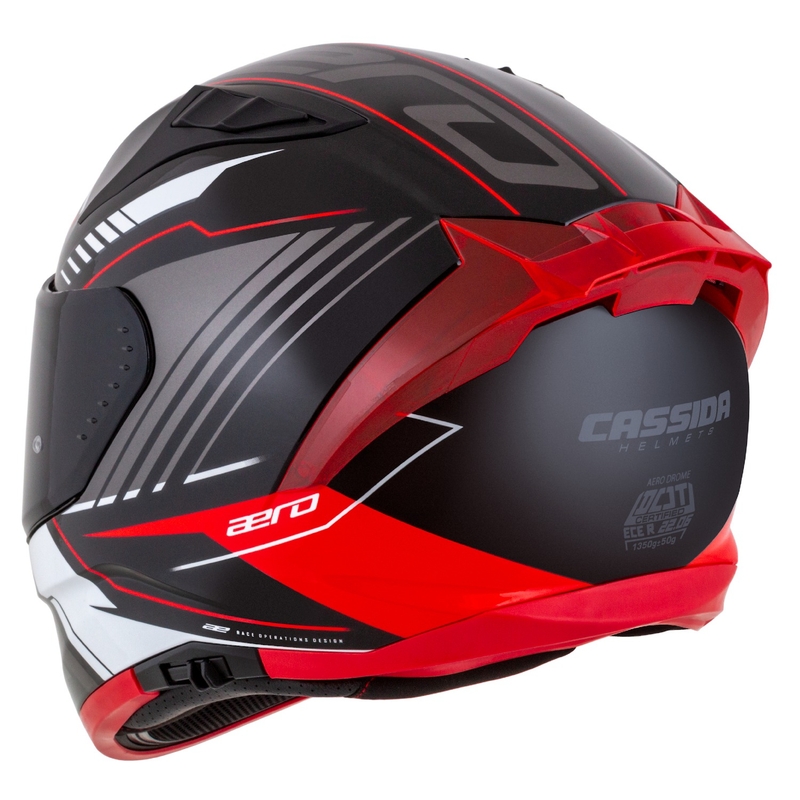 Casque moto intégral Cassida Aero Drome noir-rouge-blanc-gris