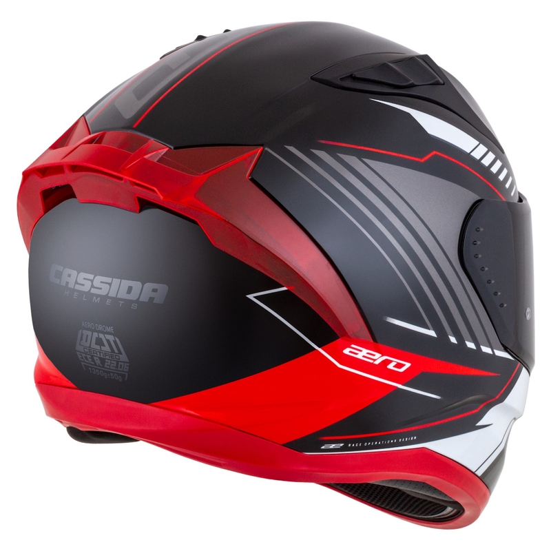 Casque moto intégral Cassida Aero Drome noir-rouge-blanc-gris