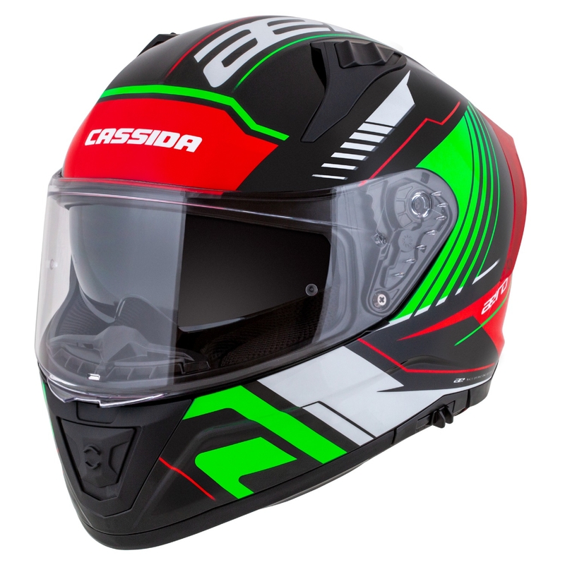 Casque moto intégral Cassida Aero Drome noir-rouge-vert-blanc