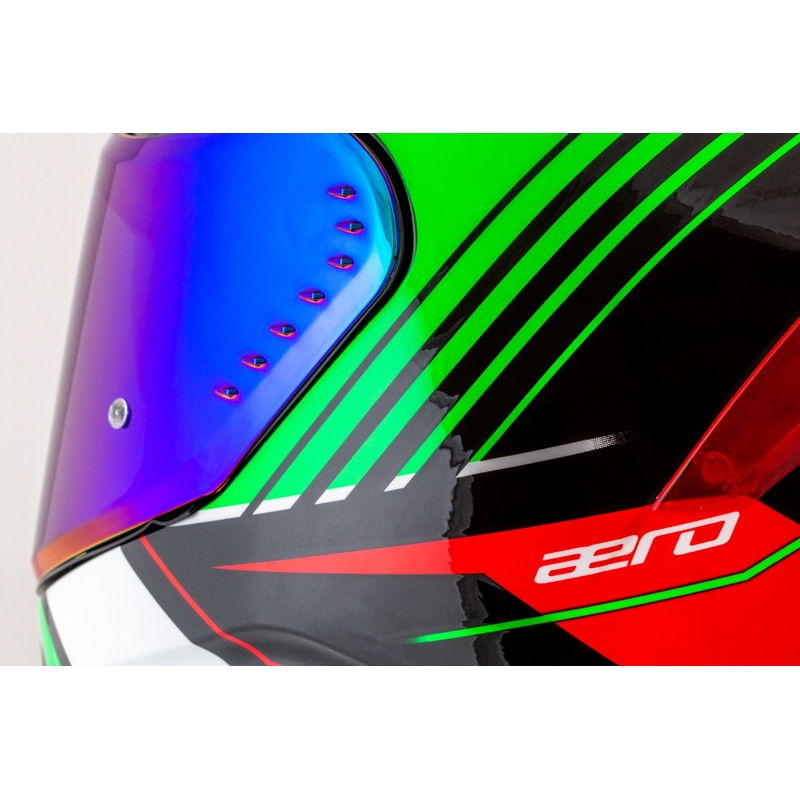 Casque moto intégral Cassida Aero Drome noir-rouge-vert-blanc