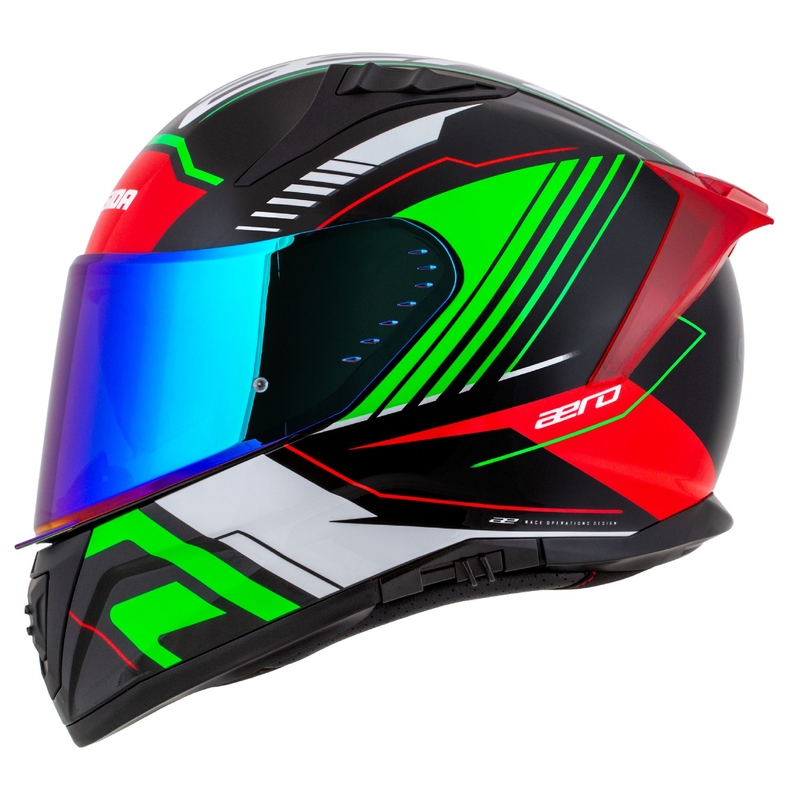 Casque moto intégral Cassida Aero Drome noir-rouge-vert-blanc