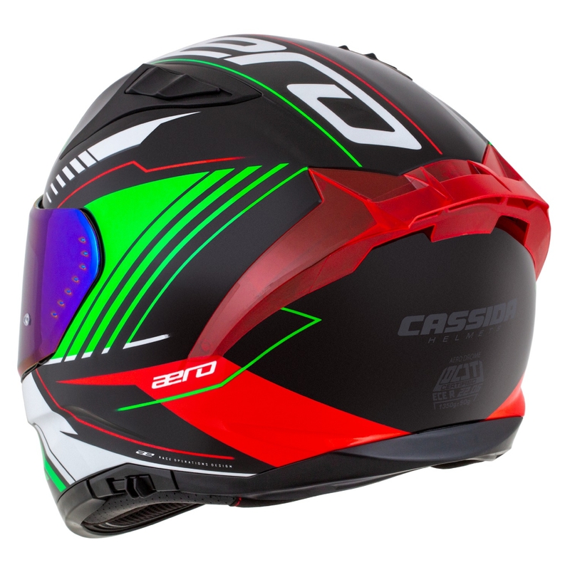 Casque moto intégral Cassida Aero Drome noir-rouge-vert-blanc