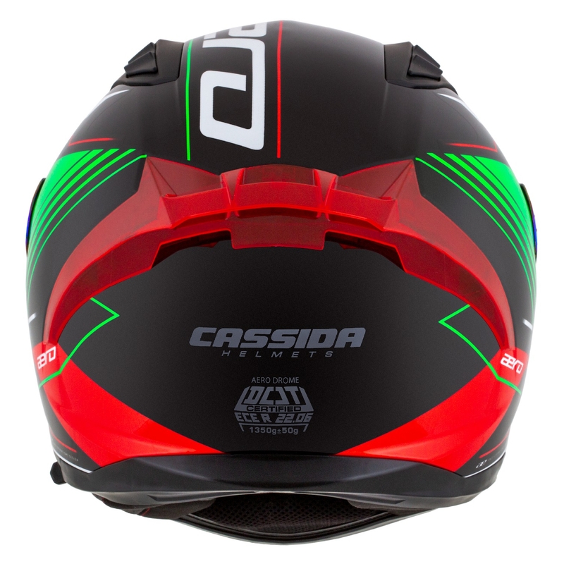 Casque moto intégral Cassida Aero Drome noir-rouge-vert-blanc