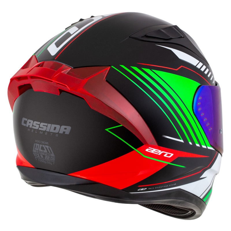 Casque moto intégral Cassida Aero Drome noir-rouge-vert-blanc