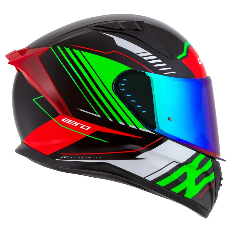 Casque moto intégral Cassida Aero Drome noir-rouge-vert-blanc