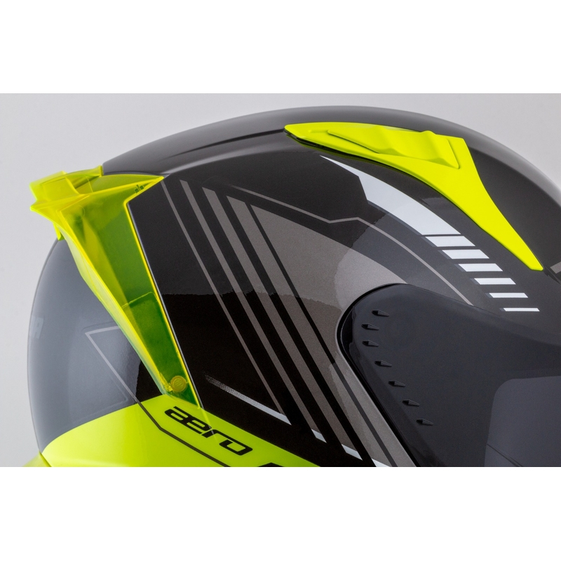Casque moto intégral Cassida Aero Drome noir-jaune fluo-blanc-gris